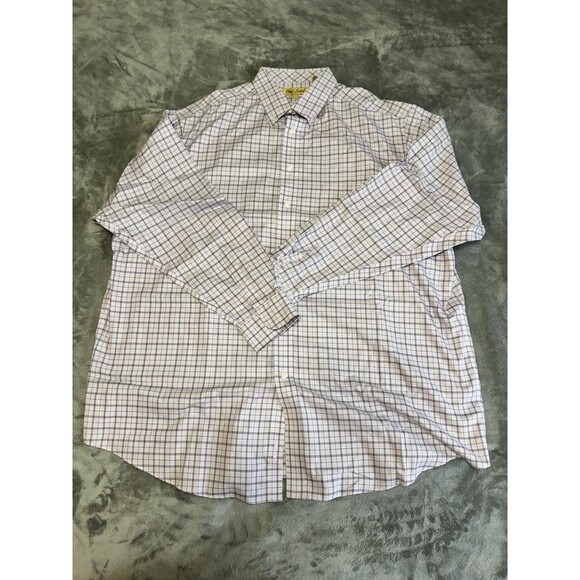 Roundtree & Yorke Perfect Performance Gold Label Men's 3XT Purple Check Shirt - Picture 1 of 11